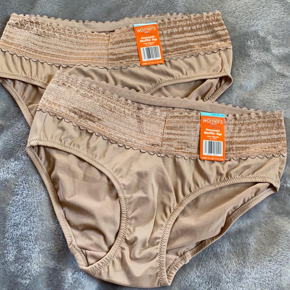 NWT Warner’s lace hipster panties set of 2 nude